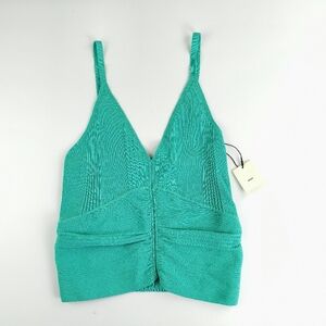 NWT Sandro Womens 8 Emerald Ribbed Strapless Knit Top Sculpted Party Nite Out